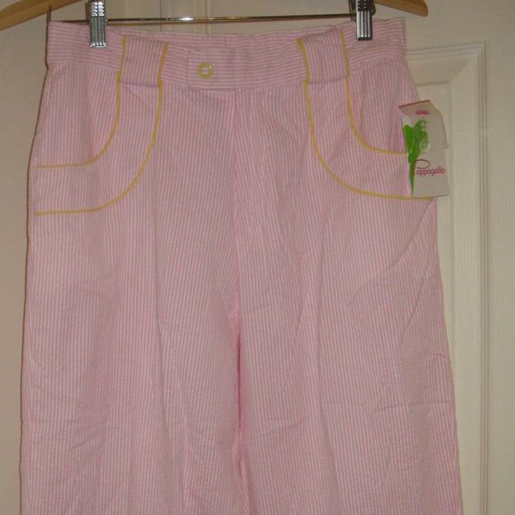 Capri Pants Pink and White Size 12 Stretch - Picture 1 of 3